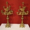 Pair of Italian candlesticks in gilt brass