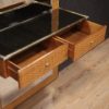 Italian design console with mirror in wood and brass