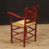 Dutch armchair in red painted wood with floral decorations