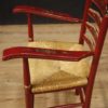 Dutch armchair in red painted wood with floral decorations