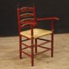 Dutch armchair in red painted wood with floral decorations