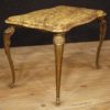 Triptych of Italian side tables in golden brass with marble top