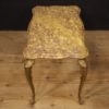 Triptych of Italian side tables in golden brass with marble top