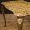 Triptych of Italian side tables in golden brass with marble top