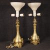 Antique pair of French lamps in gilt bronze and brass from 19th century
