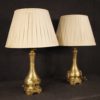 Antique pair of French lamps in gilt bronze and brass from 19th century