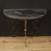 French demilune console in metal and marble