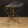 French demilune console in metal and marble