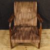 Pair of Italian design armchairs in wood and striped fabric
