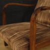 Pair of Italian design armchairs in wood and striped fabric
