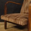 Pair of Italian design armchairs in wood and striped fabric