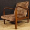 Pair of Italian design armchairs in wood and striped fabric
