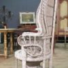 Italian white wicker armchair