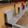 3 seats bench with metal table