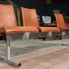 3 seats bench with metal table