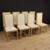 8 lacquered and painted Italian chairs