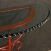 French demilune console in painted metal with glass top