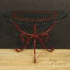 French demilune console in painted metal with glass top