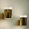Vintage pair of relieffglass & brass Falkenberg wall lamps, Sweden 1960s Vintage pair of relieffglass & brass Falkenberg wall lamps, Sweden 1960s