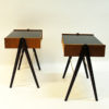 Pair of midcentury Teak and Glas top night tables -Sweden 1960`s