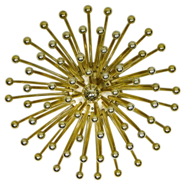 Studio Tetrarch for Valenti Luce 1960s Large PISTILLO Ceiling Lamp in Gold