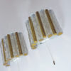 Mid-Century Wall Sconces Murano Glass Tubes & Brass by Kaiser Lighting, Germany, 1960s, Set of 2
