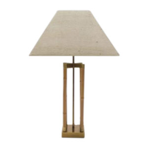 Bamboo & Brass Table Lamp in the style of Gabriella Crespi, Italy 1960s