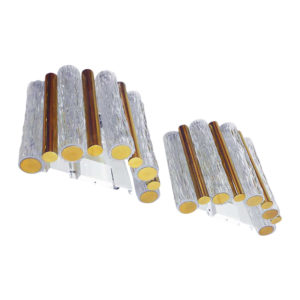 Mid-Century Wall Sconces Murano Glass Tubes & Brass by Kaiser Lighting, Germany, 1960s, Set of 2