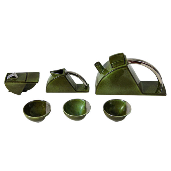 Salins France Art Deco Revival Modernist Memphis Era Ceramic Tea Set