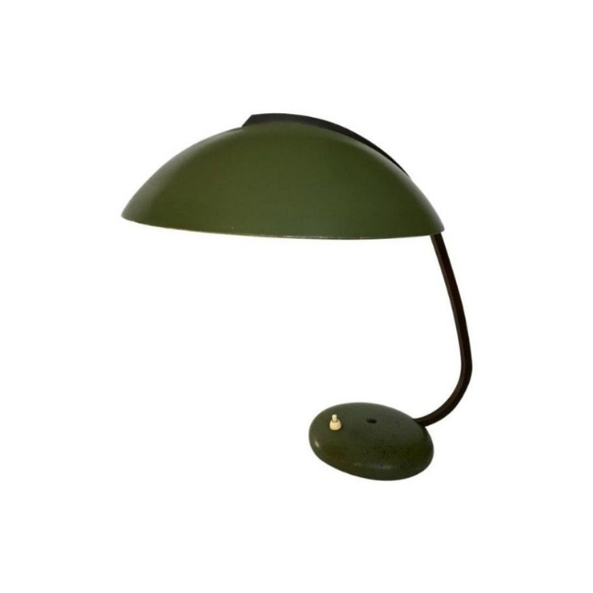 Bauhaus German Green Metal and Brass Desk Lamp, 1930s
