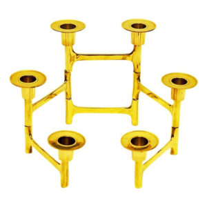 Scandinavian adjustable Brass Candlestick Holder 6 candles, 1970s