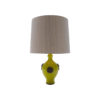 Oatmeal and Yellow Gilt Glazed Ceramic Table Lamp by Ugo Zaccagnini, Italy 1960s