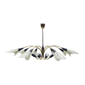 Mid-Century Modern 16-Armed Brass and Glass Sputnik Lamp, 1950s