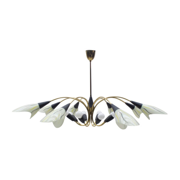 Mid-Century Modern 16-Armed Brass and Glass Sputnik Lamp, 1950s