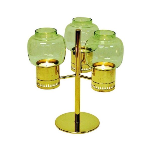 Candle Holder set L67 clear lightgreen by Hans-Agne Jacobsson 1950s, Sweden