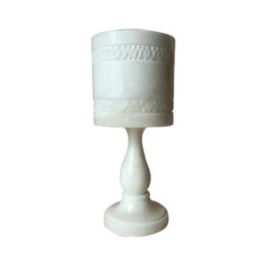 Vintage Swedish White Solid Alabaster Table Lamp
