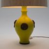 Oatmeal and Yellow Gilt Glazed Ceramic Table Lamp by Ugo Zaccagnini, Italy 1960s