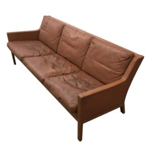 Three Seater Leather Sofa by Kai Lyngfeldt Larsen for Søren Willadsen