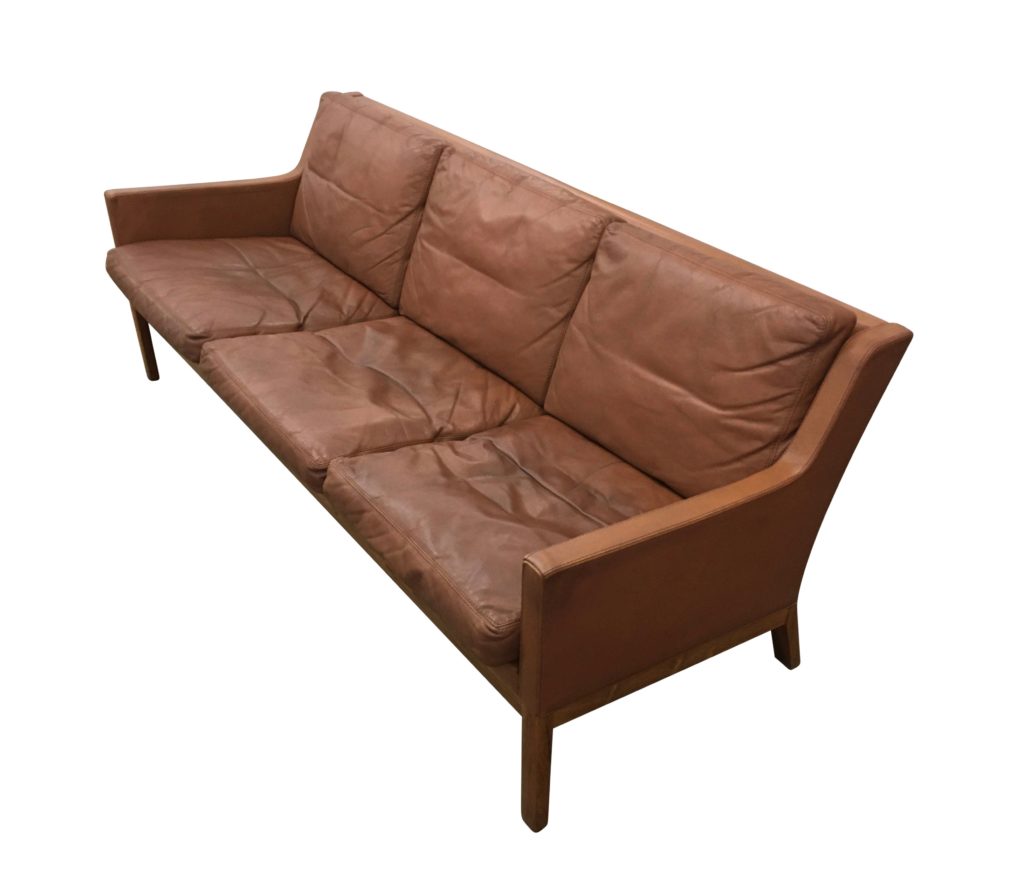 Three Seater Leather Sofa by Kai Lyngfeldt Larsen for Søren Willadsen