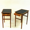 Pair of Side Tables with Leather Tops by Bodafors, Sweden, 1950s