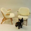 Midcentury pair of Easy chairs in White Sheepskin - Solliden møbler Norway 1950s