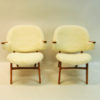 Midcentury pair of Easy chairs in White Sheepskin - Solliden møbler Norway 1950s