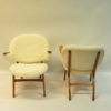 Midcentury pair of Easy chairs in White Sheepskin - Solliden møbler Norway 1950s