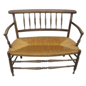 Vintage Wooden Straw Bench