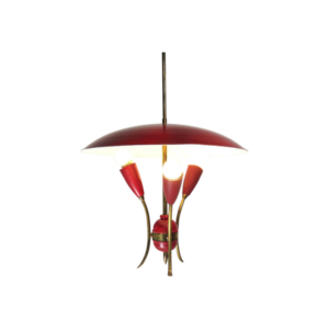 1940’s brass and aluminum French pendant light