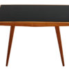 Mid Century Ash Coffee Table with Black Opaxite Glass Tabletop