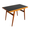 Mid Century Ash Coffee Table with Black Opaxite Glass Tabletop