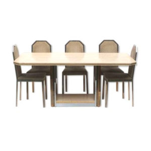 Dining set Brass & Travertine ‘70s Belgochrom style