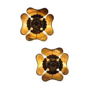Vintage Brass wall Flower sconces pair by Lars Holmström, 1950s Sweden