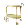 Serving trolley made of brass and marble look, mid century bar trolley, golden tea trolley
